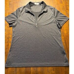 Callaway Womens Quarter Zip Golf Polo Shirt Heather Charcoal Gray Large